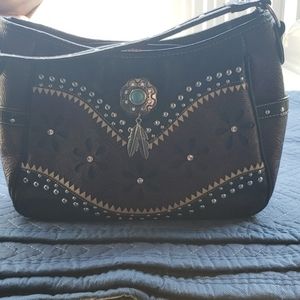 Purple and Black Leather Handbag